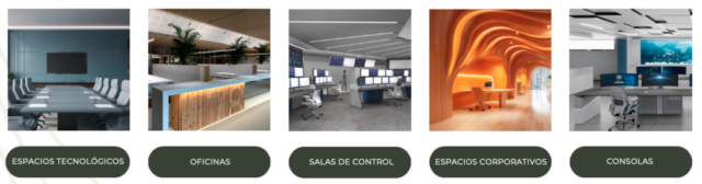 Diseño de Salas de Control, Mobiliario tecnico, espacios corporativos, entornos profesionales. Iluminación, suelto técnico, audiovisuales, telecomunicaciones, tecnología. Centros de Control y Datos